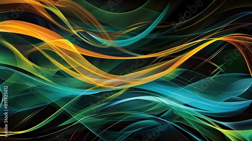 A dynamic abstract background design with bright, swirling lines and a dark, contrasting backdrop