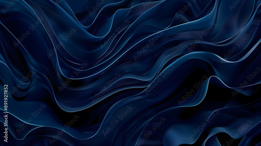 Obraz premium The abstract dark blue wave pattern conveys smooth motion and stylish texture, perfect for digital art, background design, or visual aesthetics, appealing to artistic sensibilities