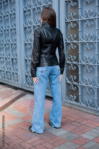 Young sexy girl in jacket mockup