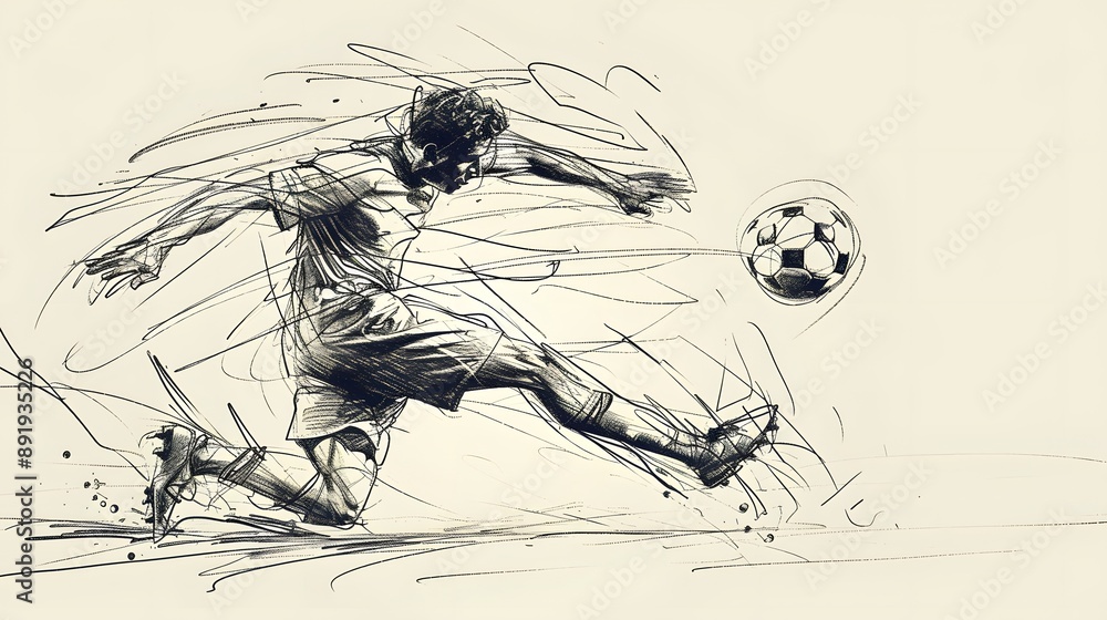 football player. Soccer silhouette hand drawn illustration. football player. Soccer silhouette hand drawn illustration.