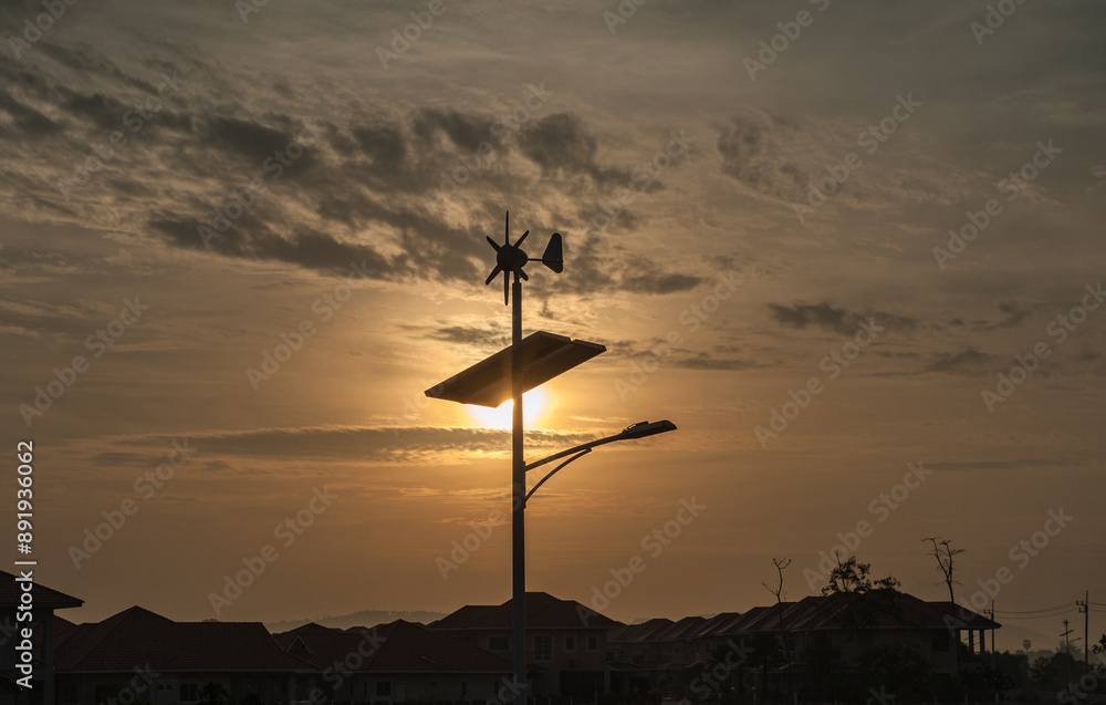 Obraz premium Light bulbs, solar energy, solar cells