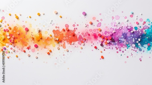 Abstract watercolor splash art with vibrant colors spreading across a white background, perfect for creative design projects.