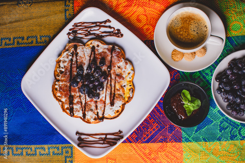 waffle con café