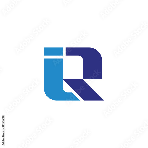 letter ir simple geometric blue logo vector