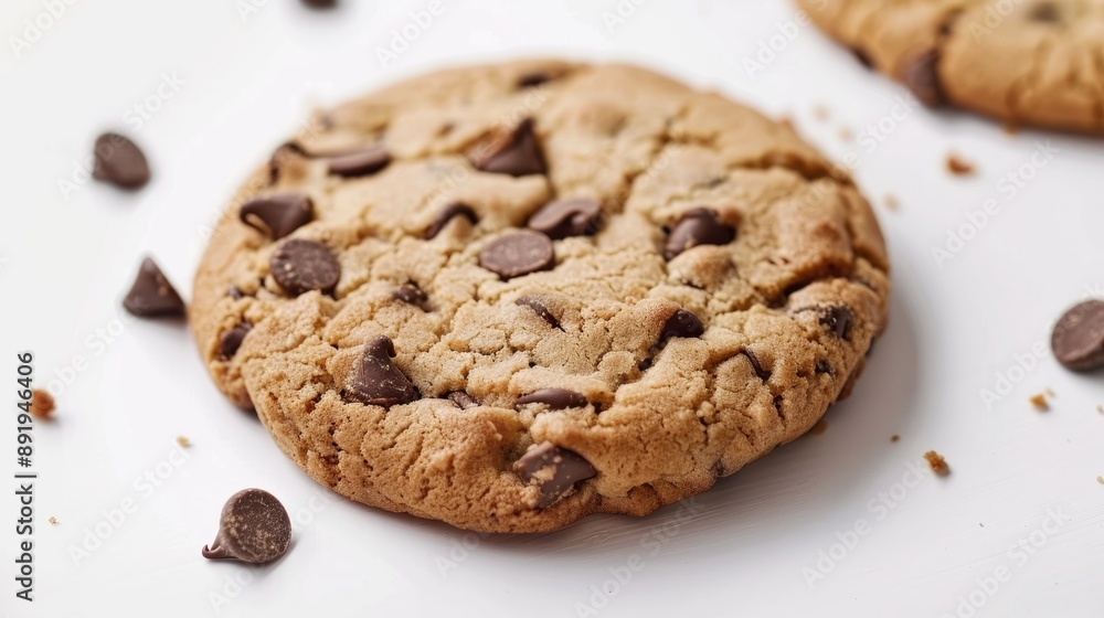 Chocolate chip cookie on white background Chocolate chip cookie on white background
