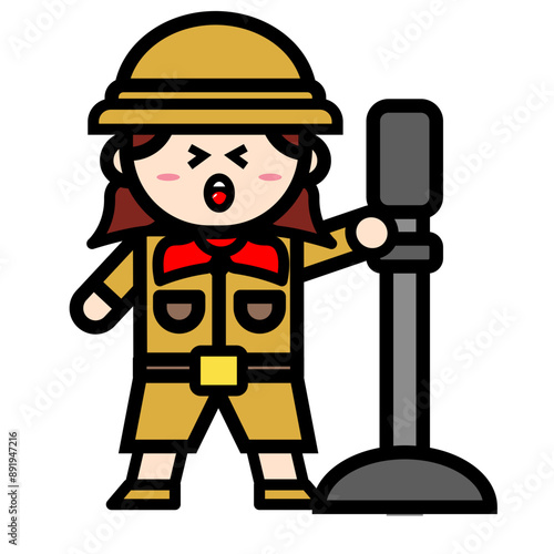 female archaeologist is singing