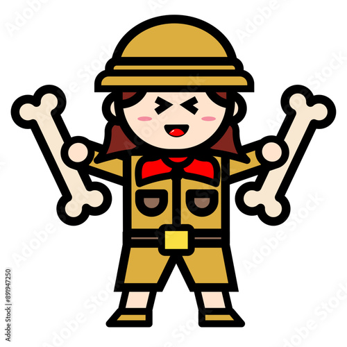 female archaeologist holding bones