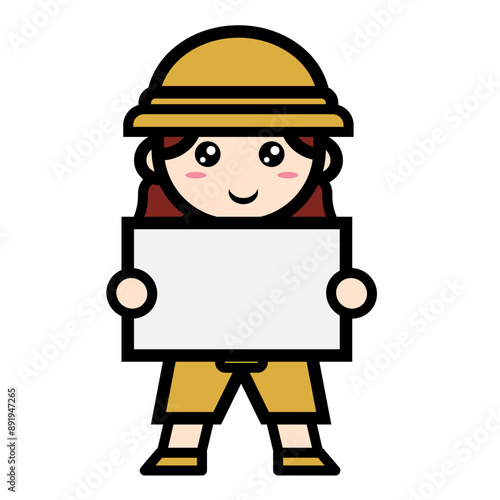 
female archaeologist carrying blank paper