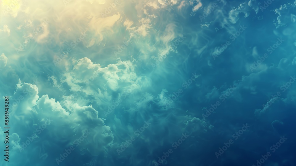 Fototapeta premium Ethereal Cloud Formations in a Tranquil Blue and Green Sky