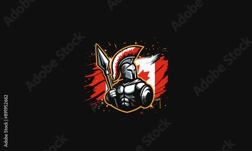 spartan with flag canada vector illustration flat design