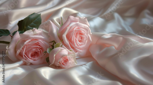 pink roses on soft silk