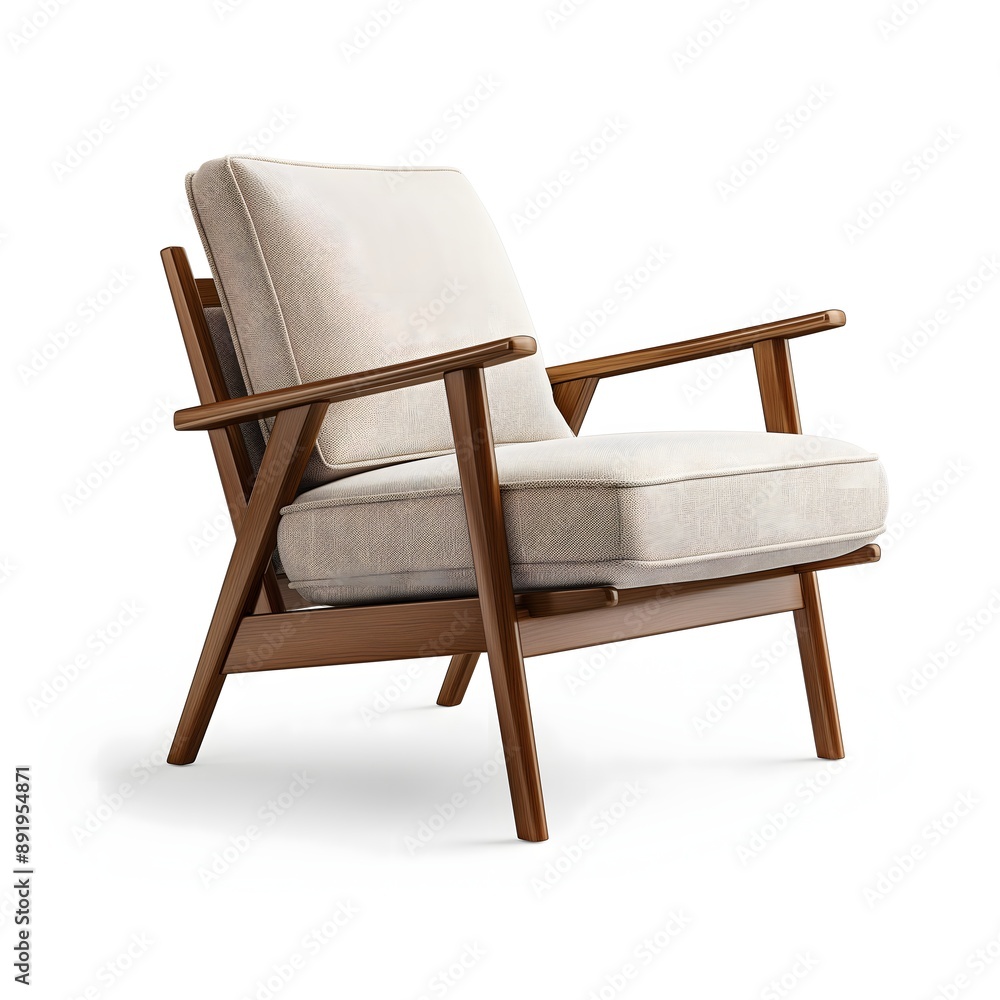 83. **An elegant mid-century modern armchair with a comfortable seat and classic design, depicted on a clean white background.** 83. **An elegant mid-century modern armchair with a comfortable seat and classic design, depicted on a clean white background.**
