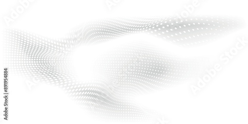 Dot white gray wave light technology texture background. Abstract big data digital concept.