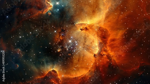 Star formation in a distant nebula captured by a telescope