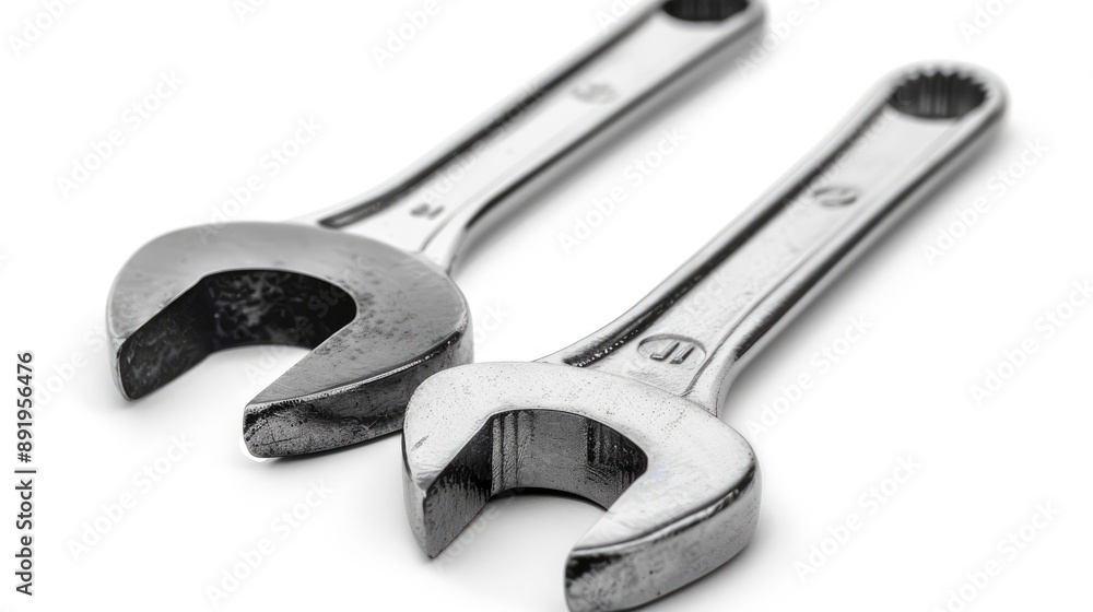 Pair of open end wrenches isolated on white background Pair of open end wrenches isolated on white background