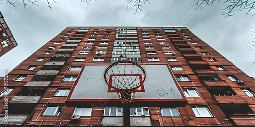 Cesta de basquete em ambiente urbano photo