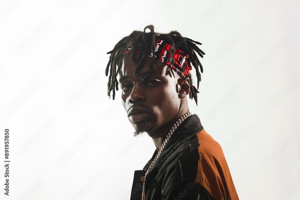 Naklejka premium Isolated Rap Artist Producer Thumbnail Headshot Painting Portrait Generative Illustration