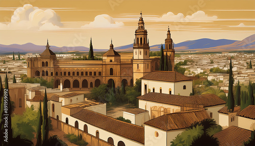 Cordoba city view vintage post card