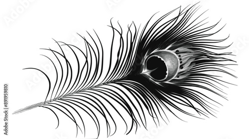 minimalistic black and white  peacock feather. minimalistic vector. Illustrations