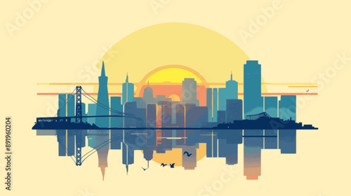 San Francisco Skyline: Minimalistic Illustration in Flat Design. minimalistic vector. Illustrations