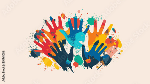 International youth day august 12 national world; Colorful hands with International Youth Day text; August 12,. minimalistic vector. Illustrations
