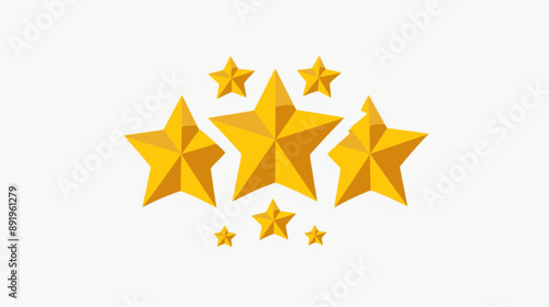 Five yellow stars in a flat design, a rating icon isolated on a white background. minimalistic vector. Illustrations