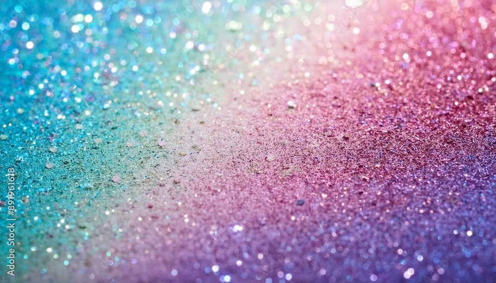 Fototapeta premium パステルカラーのホログラムのラメ・グリッターの背景画像（Pastel colored holographic glitter background image.） 