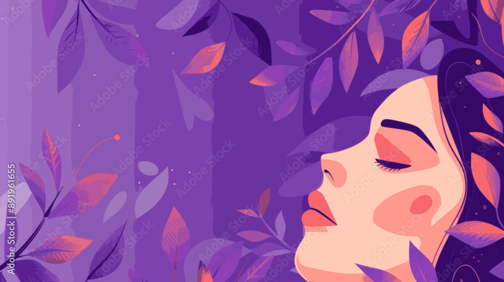 Web banner template in landscape background with purple feminine design. minimalistic vector. Illustrations