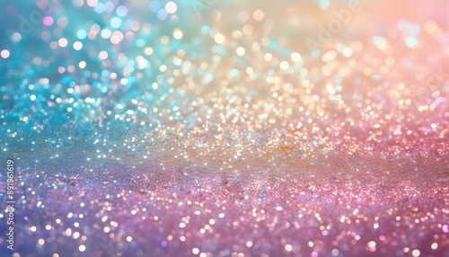 パステルカラーのホログラムのラメ・グリッターの背景画像（Pastel colored holographic glitter background image.）
