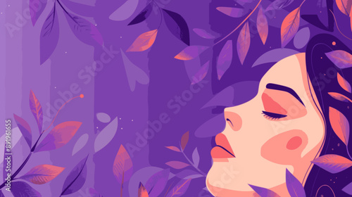 Web banner template in landscape background with purple feminine design. minimalistic vector. Illustrations