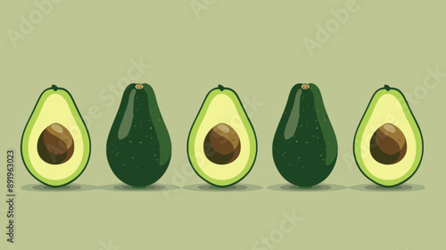 Ripe tasty avocado in row. minimalistic vector. Illustrations