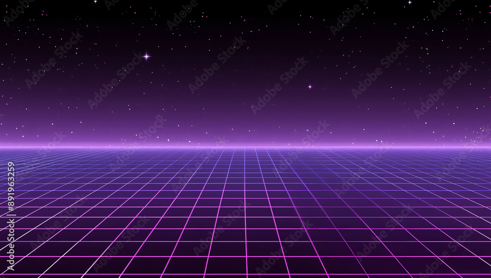retro futuristic grid synthwave poster background