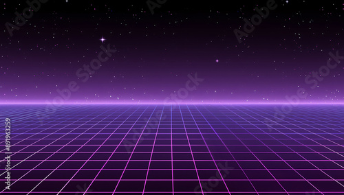 Obraz na płótnie retro futuristic grid synthwave poster background w salonie