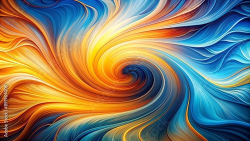 Vibrant fluid abstract background featuring intricate swirling lines in shades of blue, orange, and yellow, evoking dynamic energy and creativity.