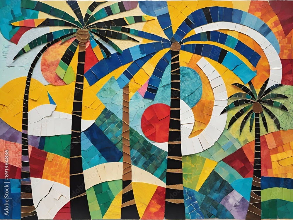 Fototapeta premium art colorful background of a palm tree
