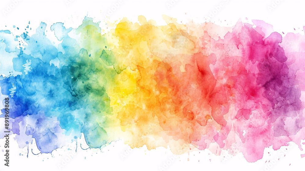 Rainbow watercolor frame background on white with pure vibrant colors. Creative paint gradients, fluids, splashes, and stains. Creative design background. Rainbow watercolor frame background on white with pure vibrant colors. Creative paint gradients, fluids, splashes, and stains. Creative design background.