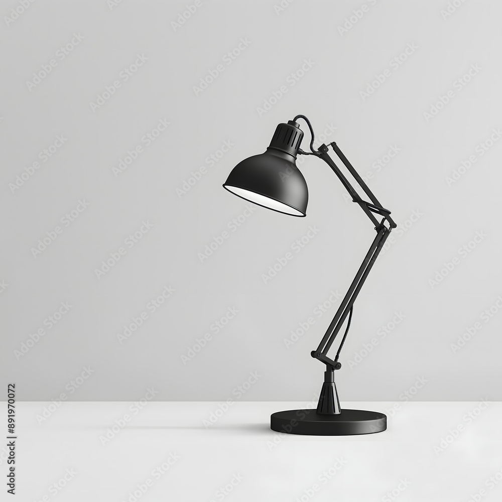 43. **A modern metal desk lamp with a sleek, adjustable arm and a minimalistic design, placed on a clean white background.** 43. **A modern metal desk lamp with a sleek, adjustable arm and a minimalistic design, placed on a clean white background.**