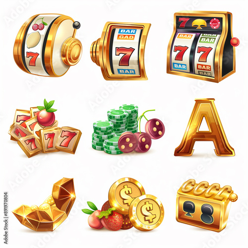 Asset of slot machine symbol, video game, game element, Illustration