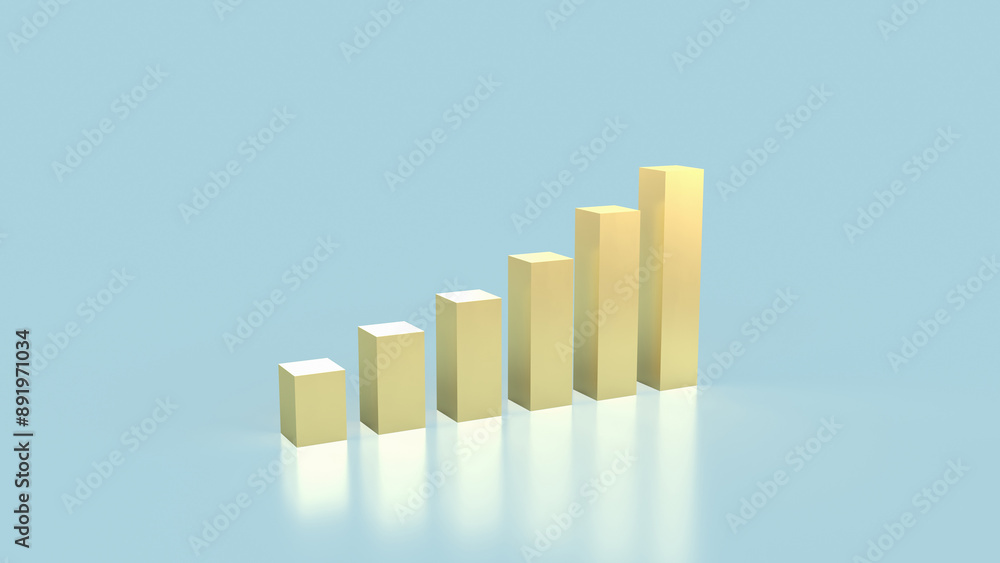 The gold chart on blue background for Business concept 3d rendering The gold chart on blue background for Business concept 3d rendering