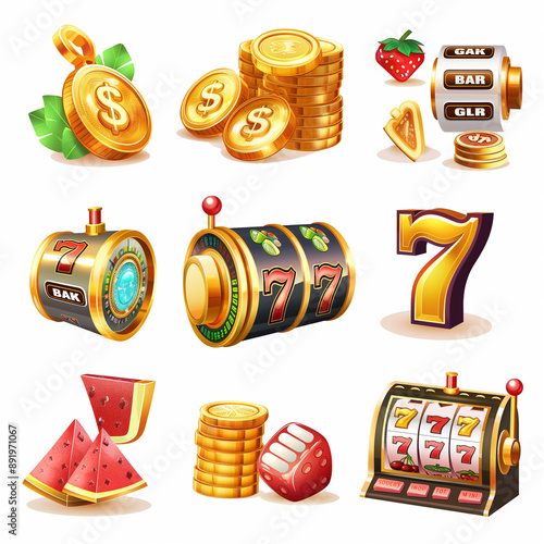 Asset of slot machine symbol, video game, game element, Illustration