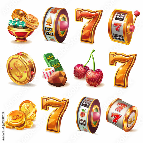 Asset of slot machine symbol, video game, game element, Illustration