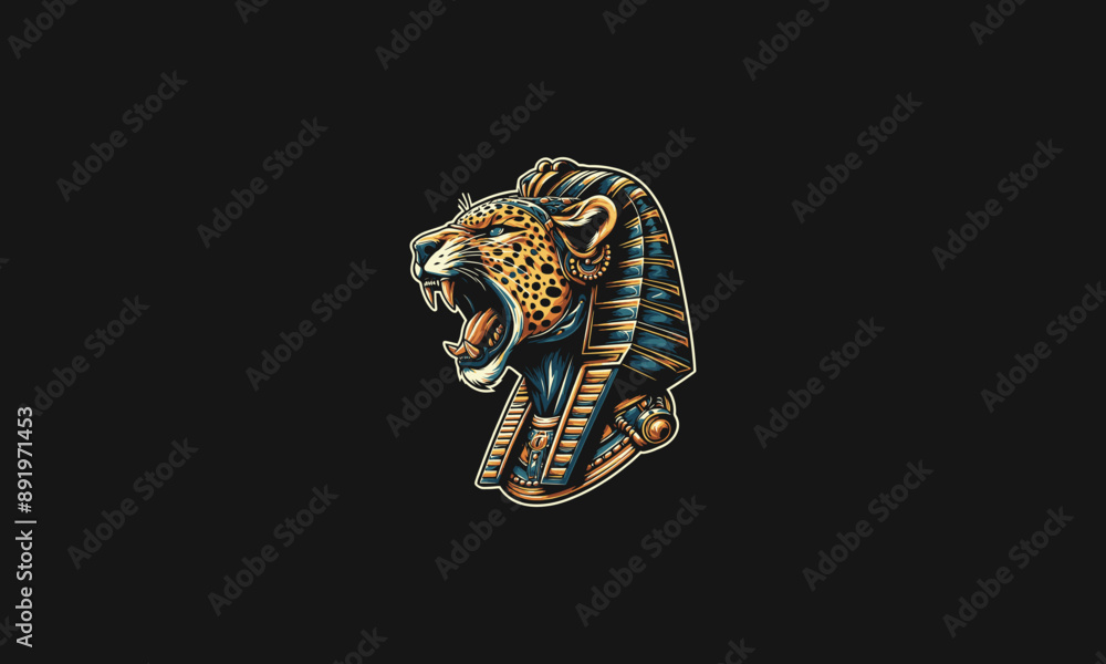 Fototapeta premium head leopard wearing anubis hat vector flat design