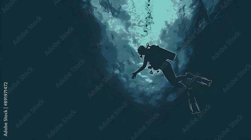 man scuba diver diving silhouette isolated. man scuba diver diving silhouette isolated.