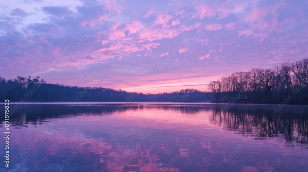 Fototapeta premium Soft pink and purple hues of the sky at twilight