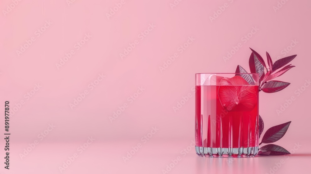 Roselle juice is illustrated with an ultramodern, supernatural scene, with copy space for your specific edits Roselle juice is illustrated with an ultramodern, supernatural scene, with copy space for your specific edits