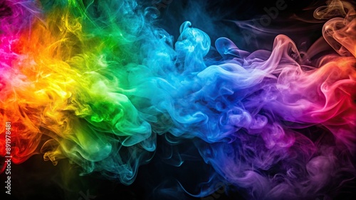 Abstract multicolored smoke billowing in whimsical pattern, swirl, motion, abstract, vibrant, colorful