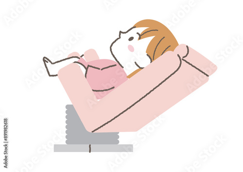 健康診断で子宮がん検診を受けている女性のイラスト