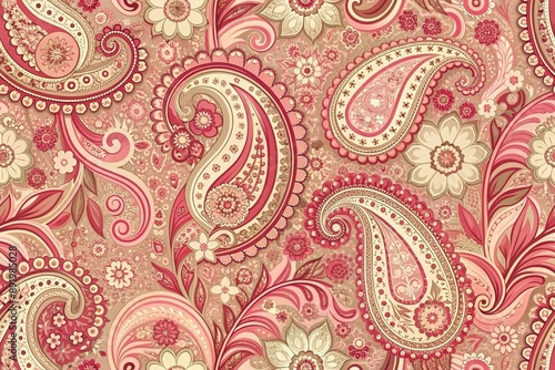Vintage pink paisley floral seamless pattern background, background, pink, paisley, pattern, floral