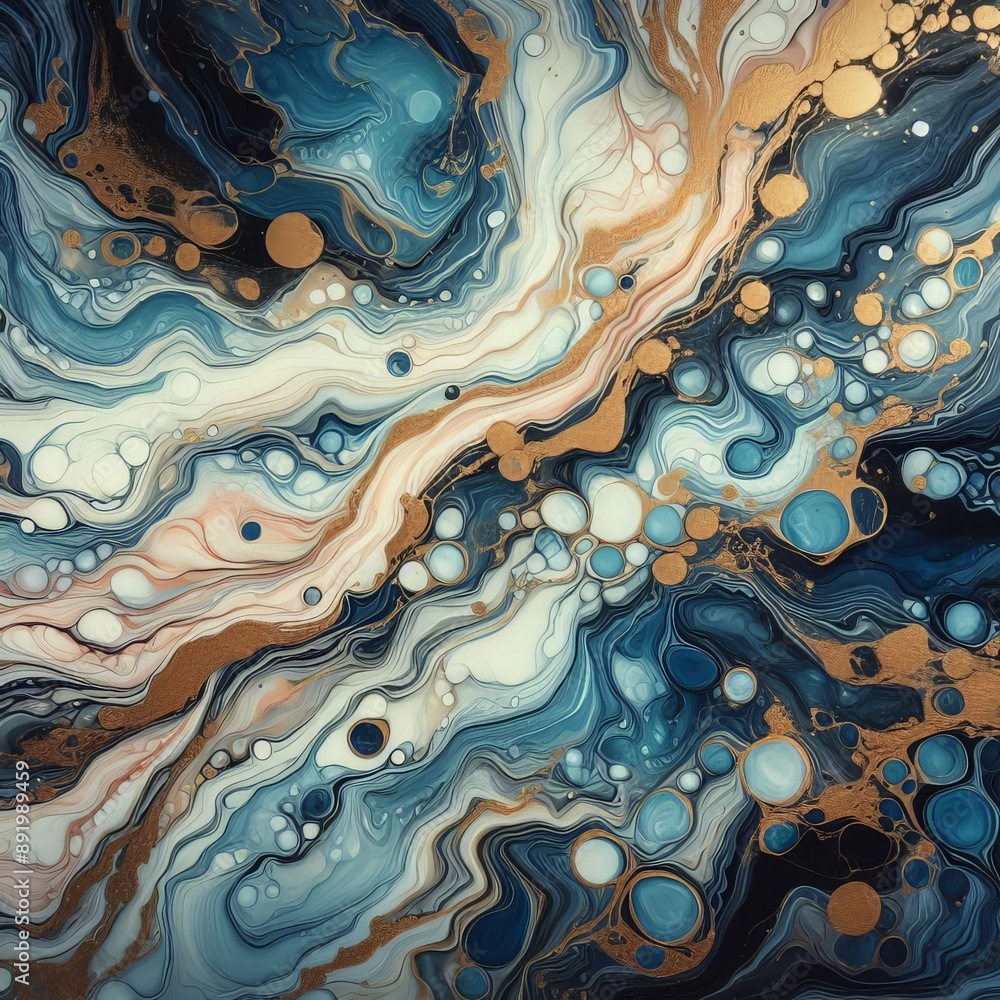 fluid art with blue and gold accents fluid art with blue and gold accents