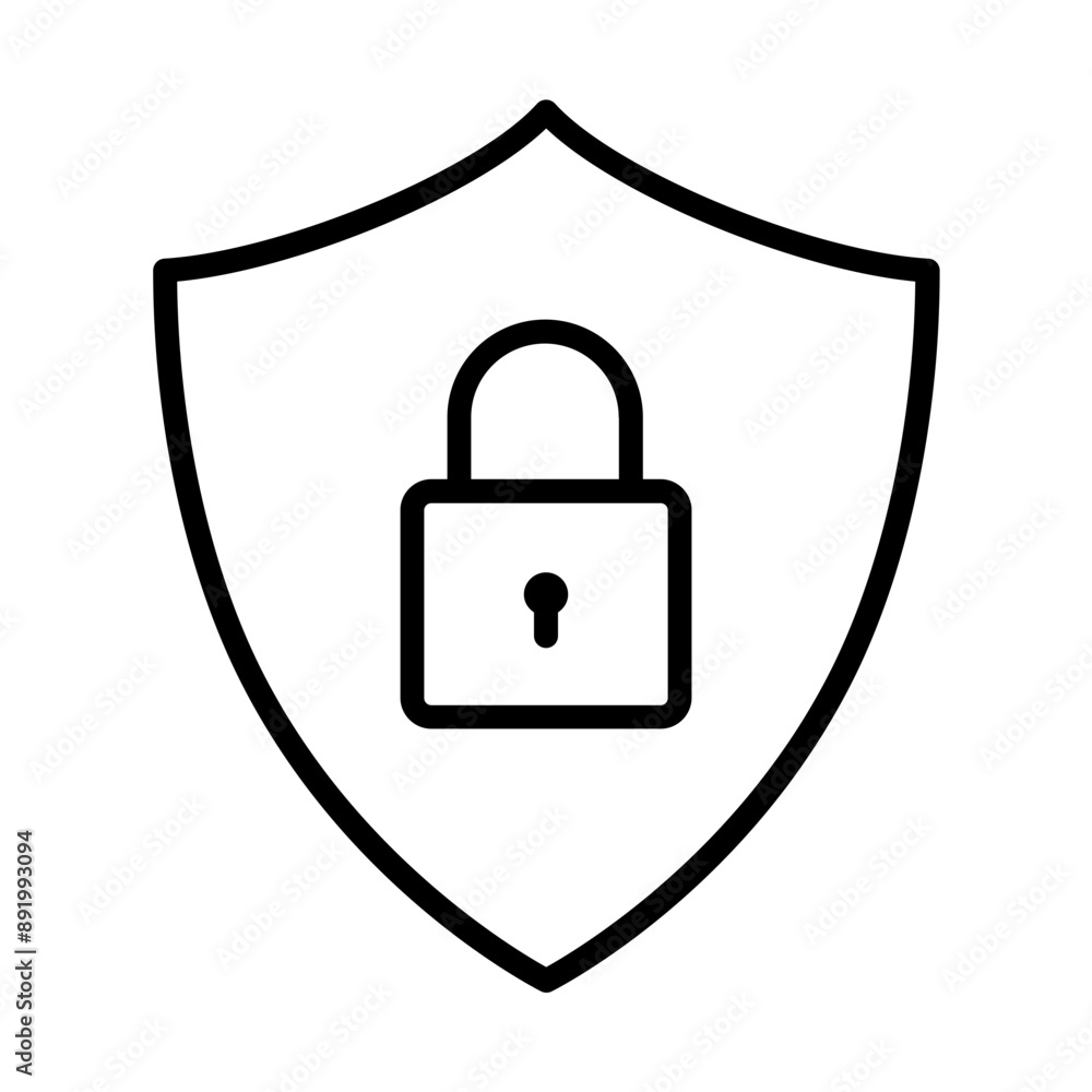 Black single security shield line icon, simple safety protection keys flat design vector pictogram, infographic interface elements for app logo web button ui ux isolated on white background Black single security shield line icon, simple safety protection keys flat design vector pictogram, infographic interface elements for app logo web button ui ux isolated on white background